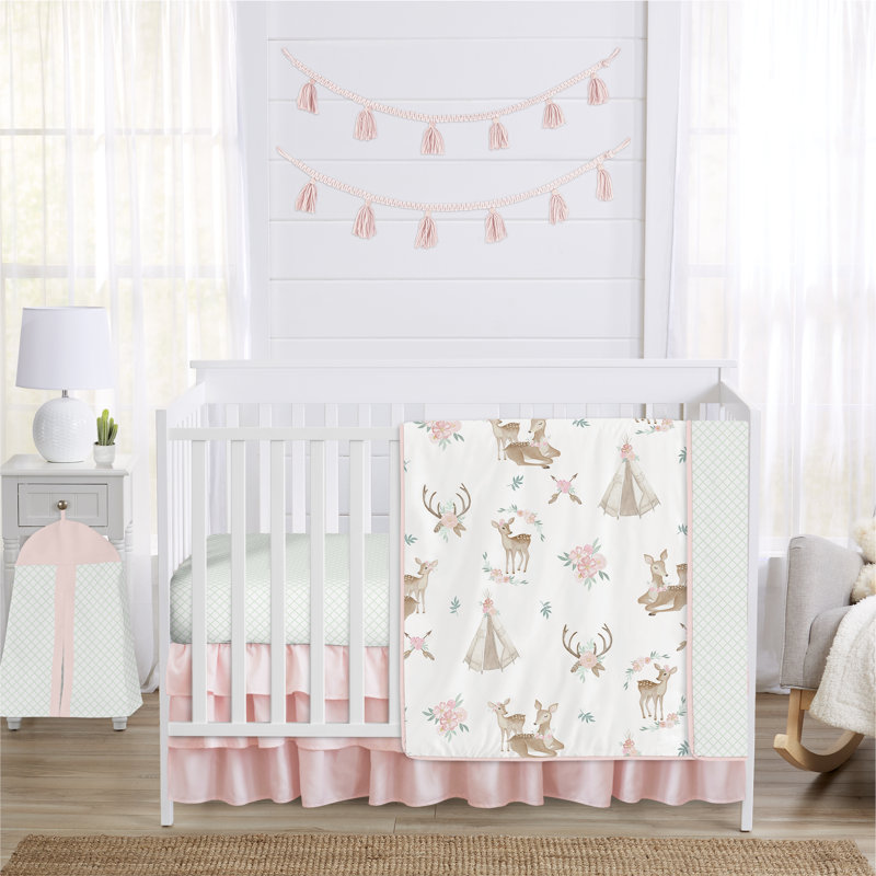 Sweet Jojo Designs Deer Floral 4 Piece Crib Bedding Set Reviews Wayfair